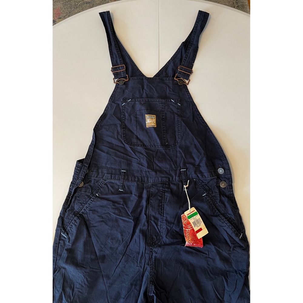 Unionbay Mens Navy Blue Cotton Cargo Overalls Bib Dungarees Sz Large 34x32
